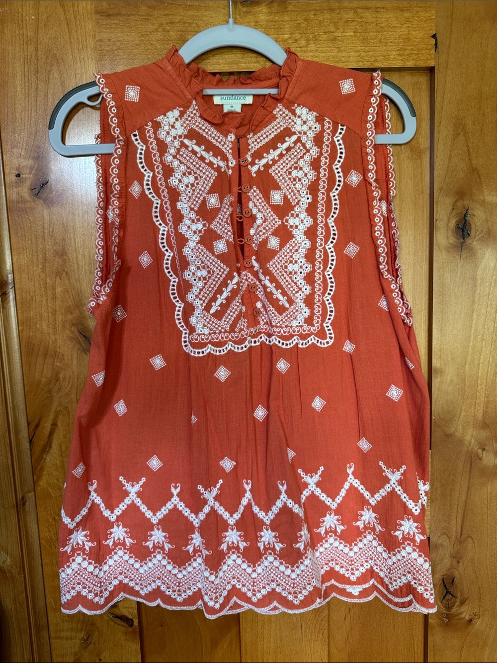 Sundance Rust Orange Sleeveless Embroidered Camisole